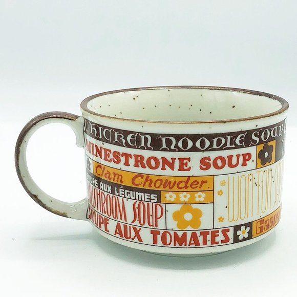 Dining Vintage Brown Soup Mug With Names Of Soups Made In Poshmark